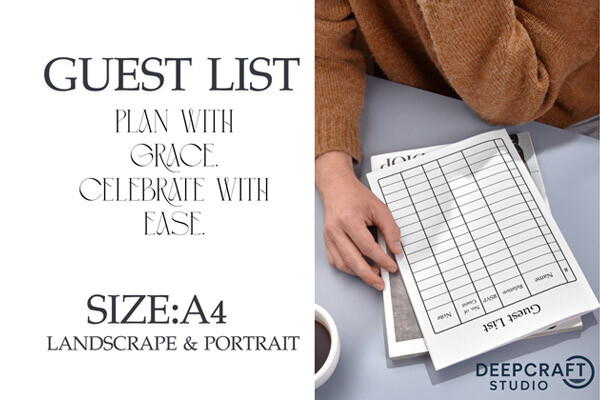 wedding guest list: Minimal A4 RSVP Tracker original product preview