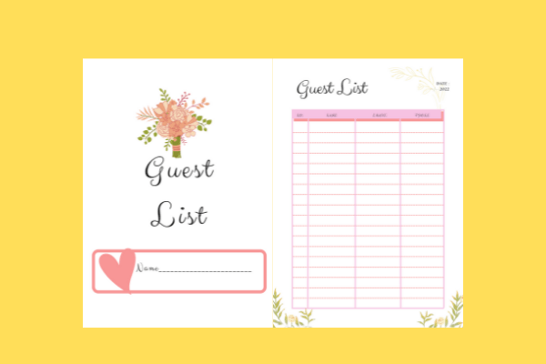 wedding guest list: A4 Contact and Invitation Confirmation Sheet original product preview