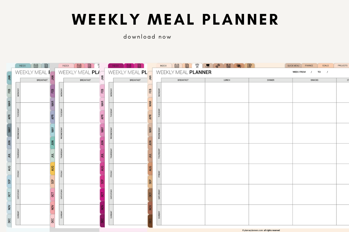 Weekly Meal Journal for Printable and Digital Planning