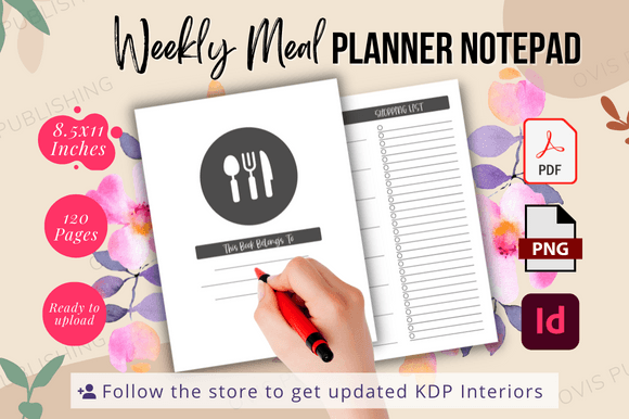 120-Page Weekly Meal Planner Notepad