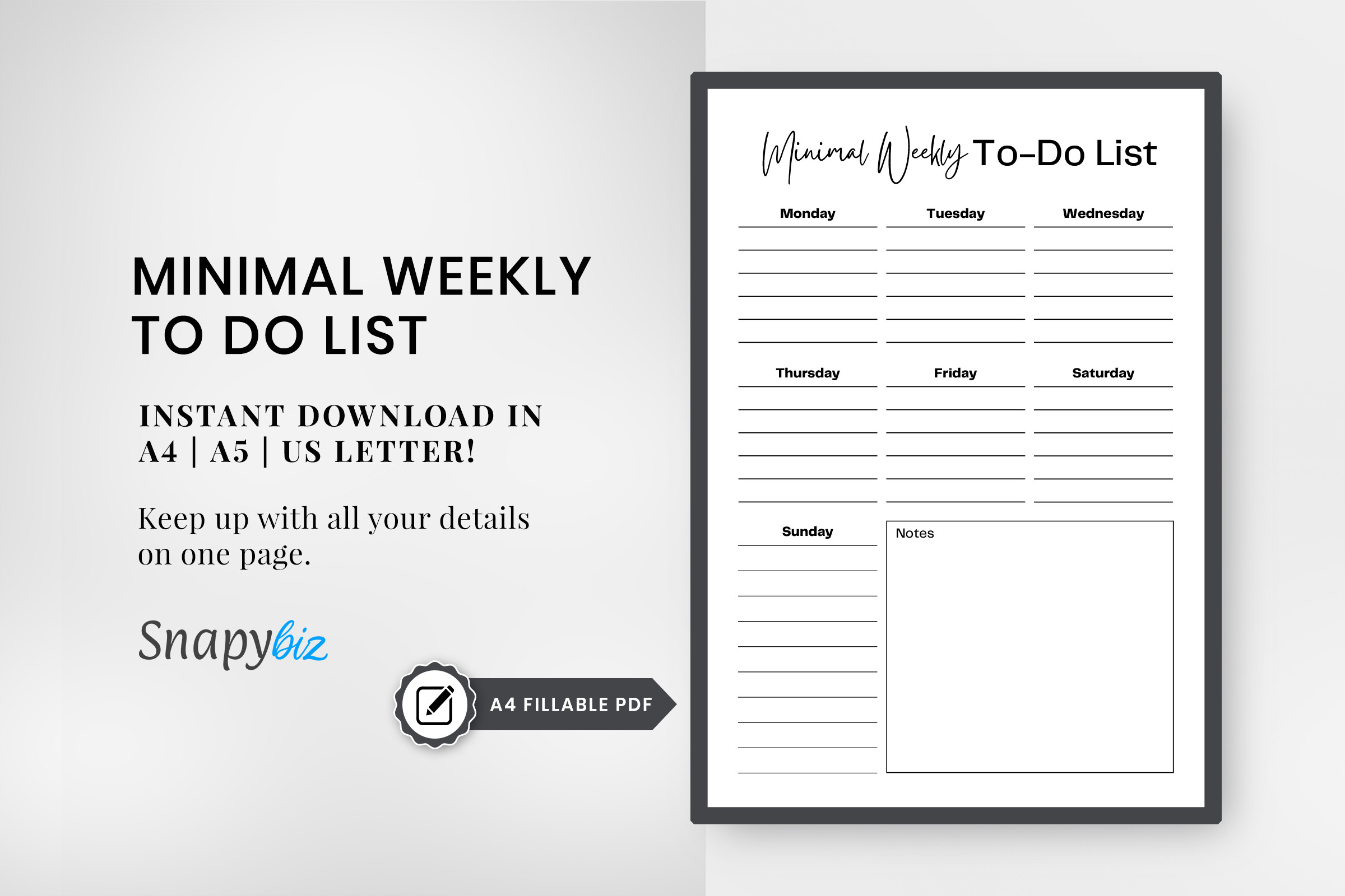 Weekly To Do List Printable Planner PDF