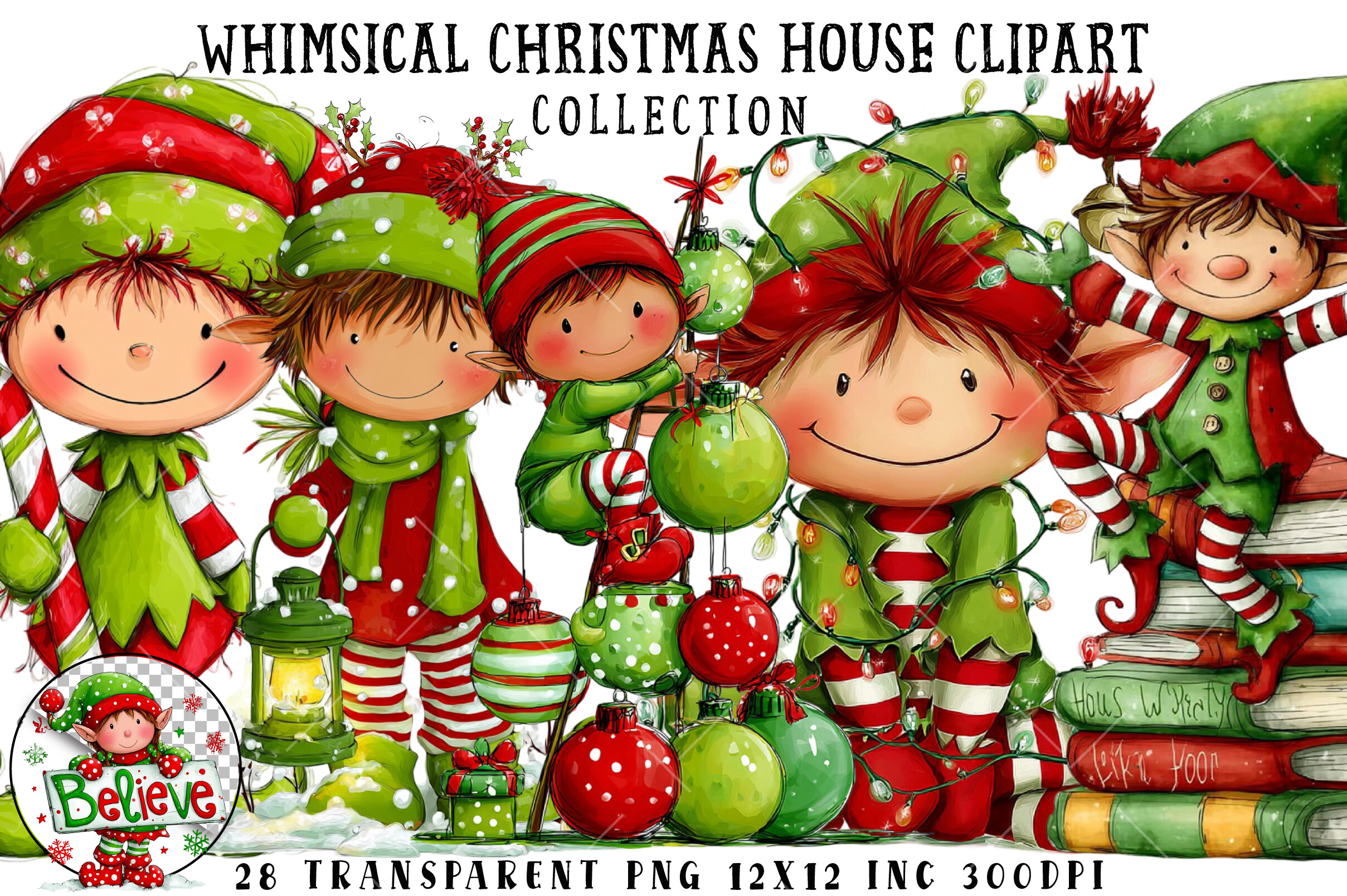 christmas elf stickers: 28 Transparent Elf Cliparts original product preview