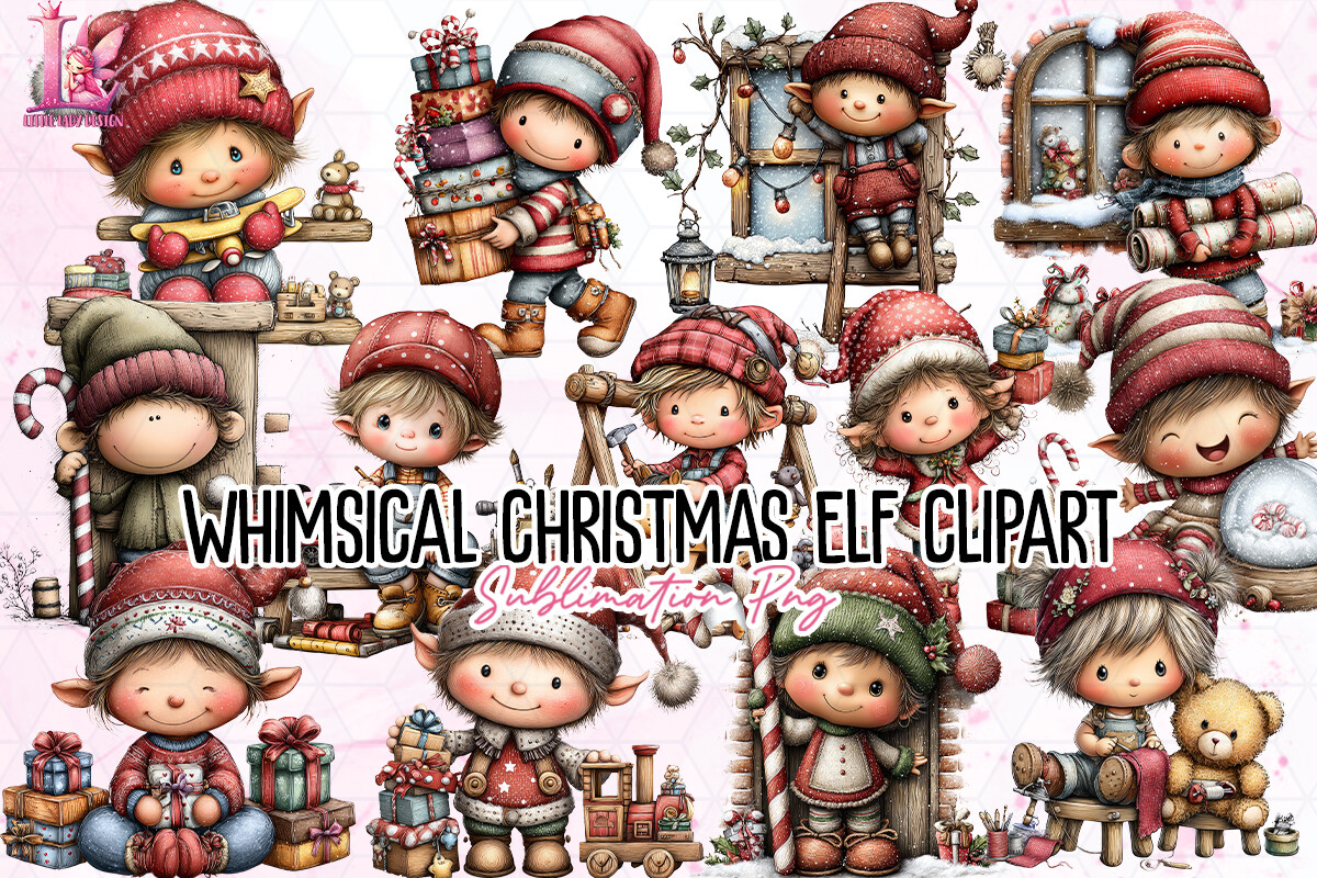 christmas elf stickers: Single Whimsical Elf PNG original product preview