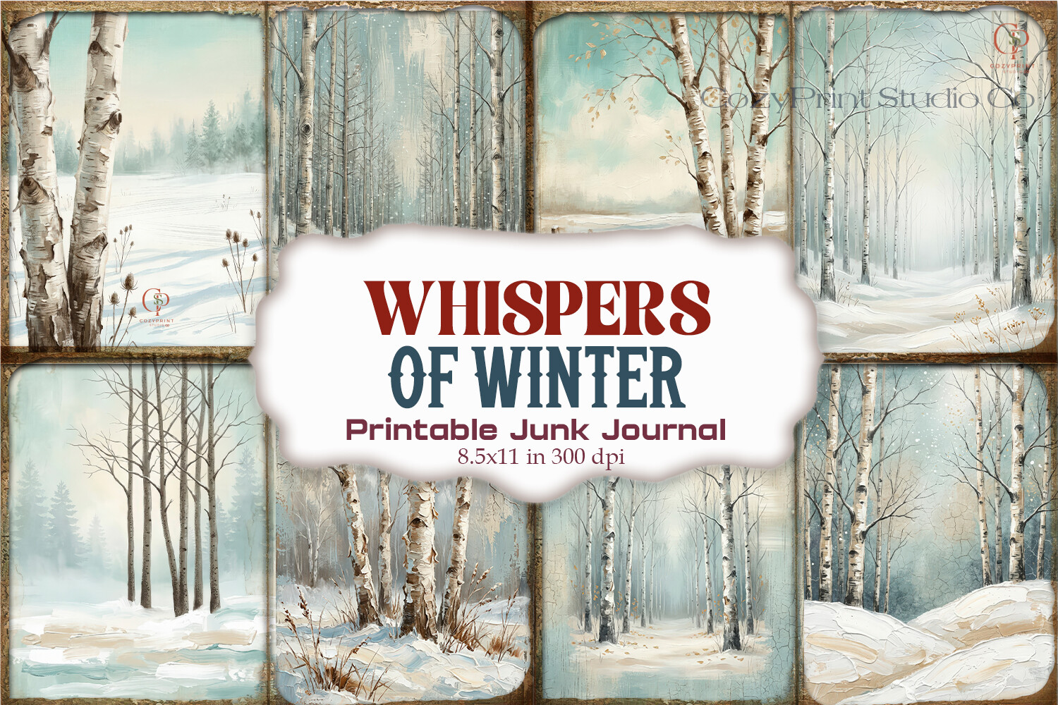 winter journal: Snowy Collage Papers for a Winter Diary original product preview