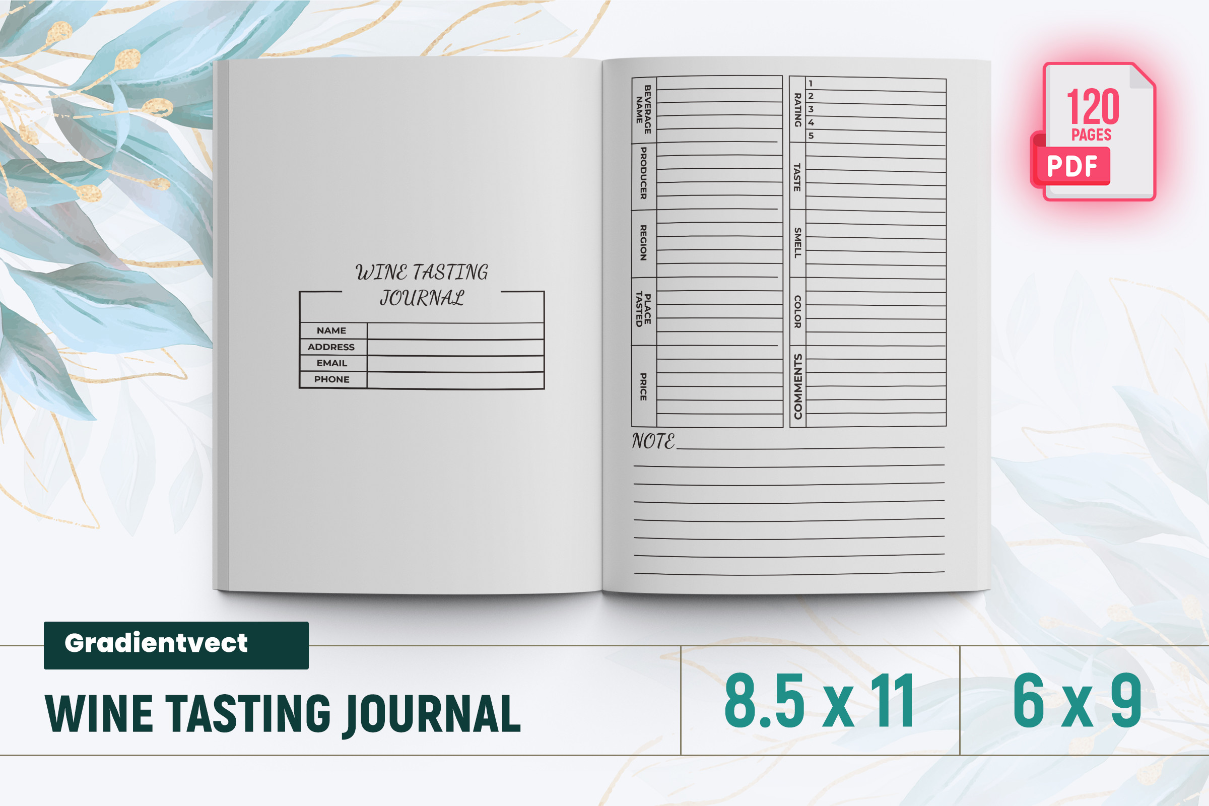 wine tasting journal: 120-Page Interior by gradientvect original product preview