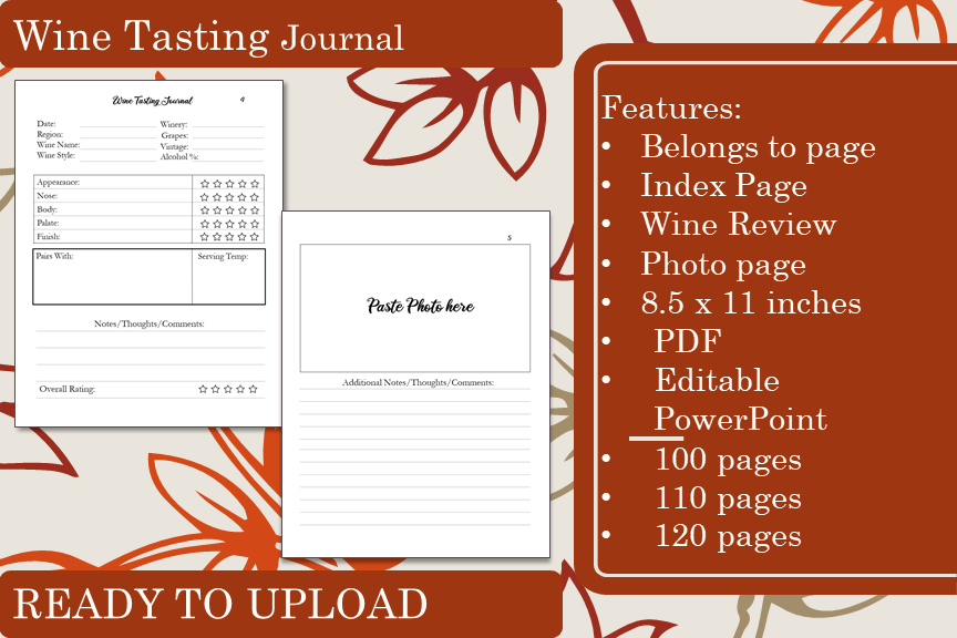 wine tasting journal: PowerPoint Wine Tasting Log original product preview