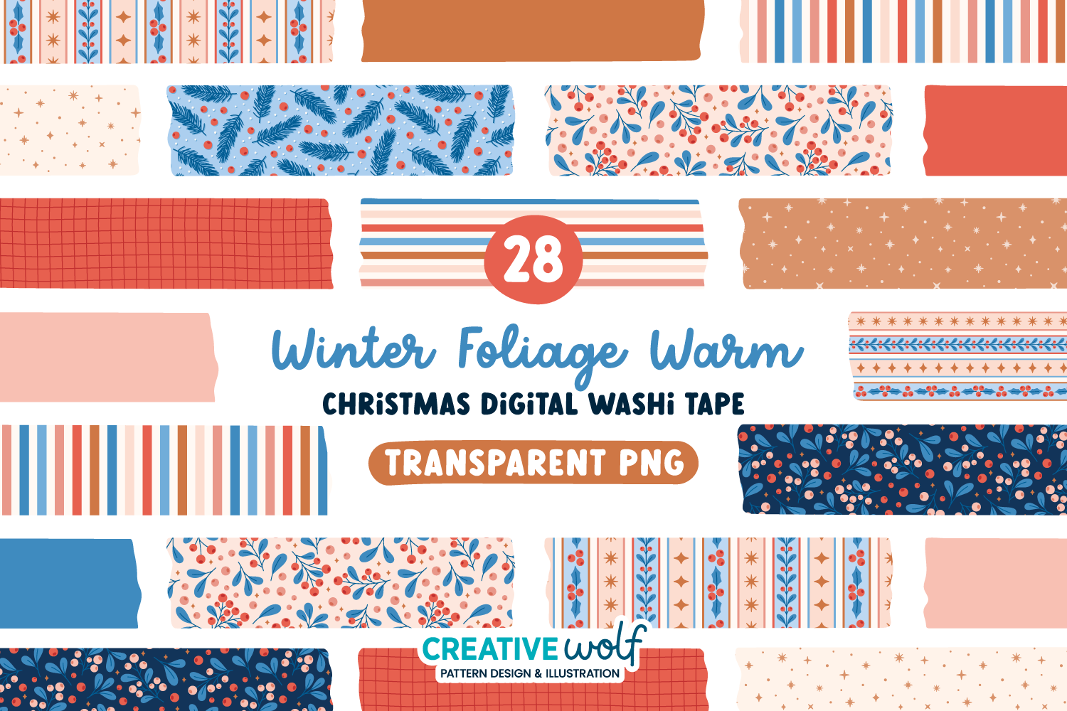 winter washi tape: Warm Winter Foliage Tape in Two Widths original product preview