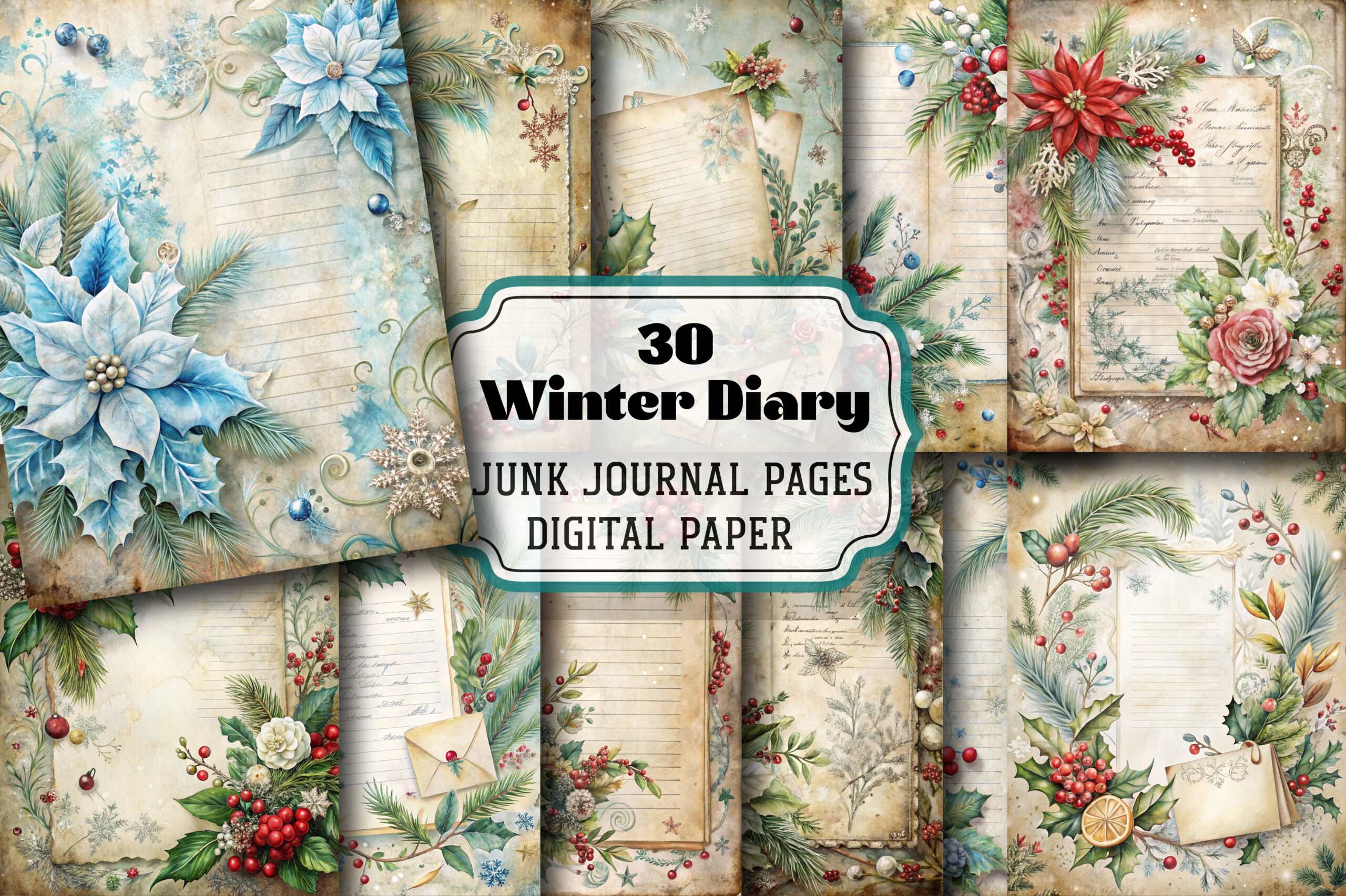 winter journal: Winter Diary JPG Artwork for Custom Pages original product preview