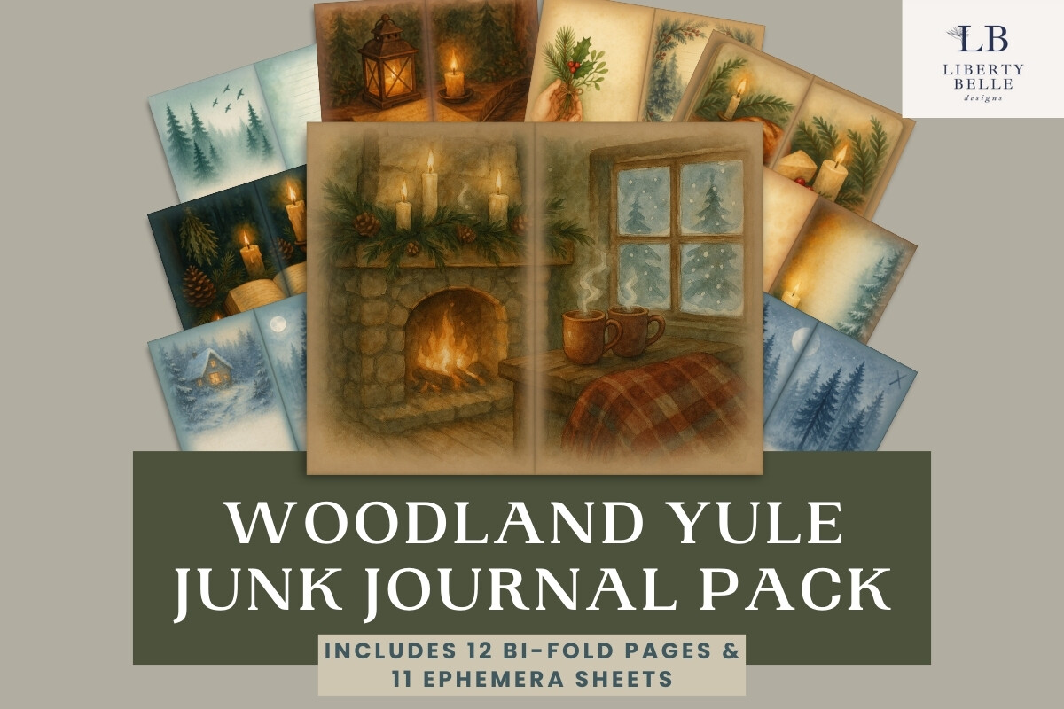 winter journal: Woodland Yule Folded Pages and 76 Cutouts original product preview