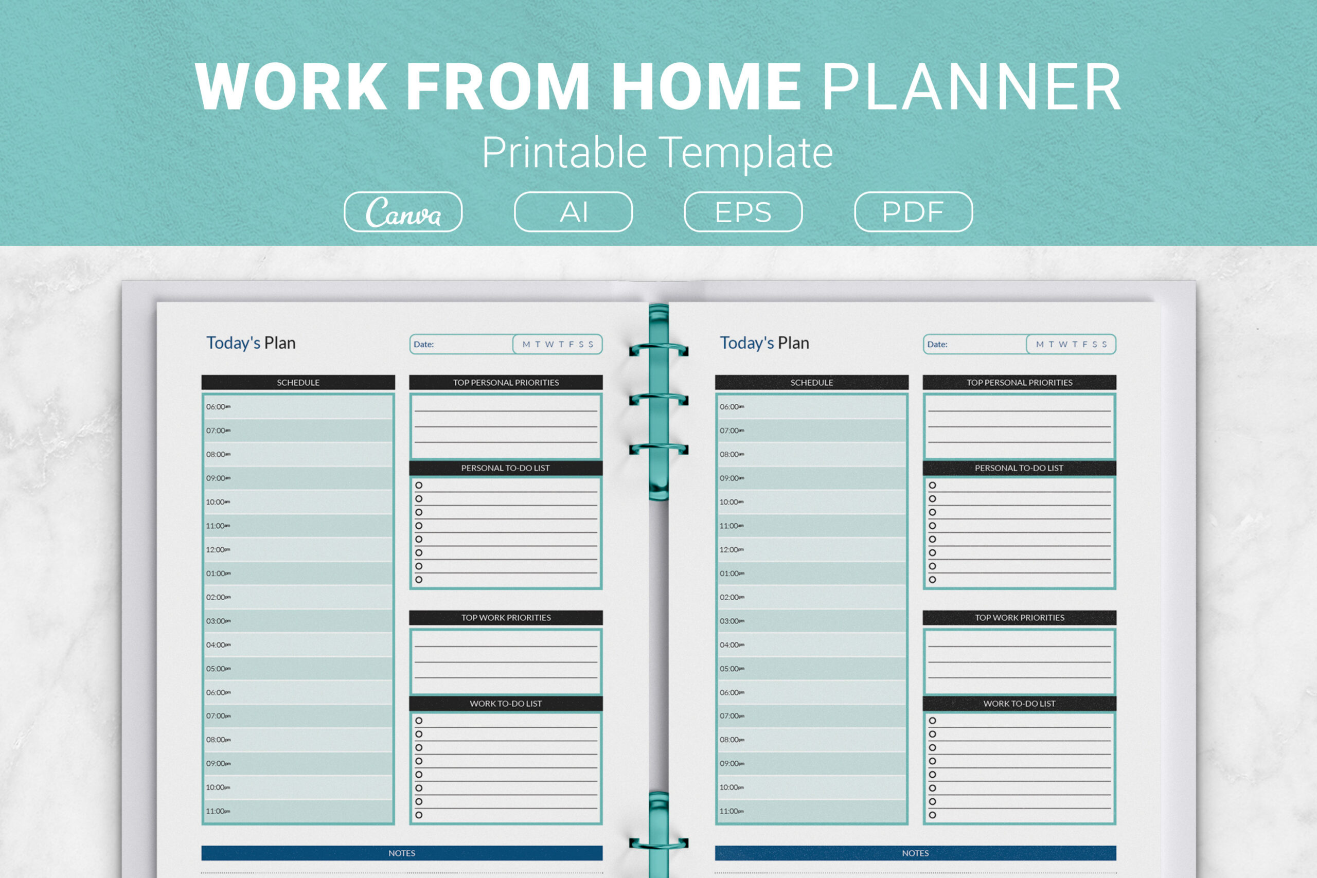 Personal productivity planner - Work From Home Planner Template