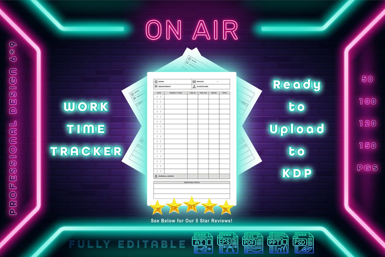 time tracker: Six-by-Nine Work Interior with Several Editing Formats original product preview