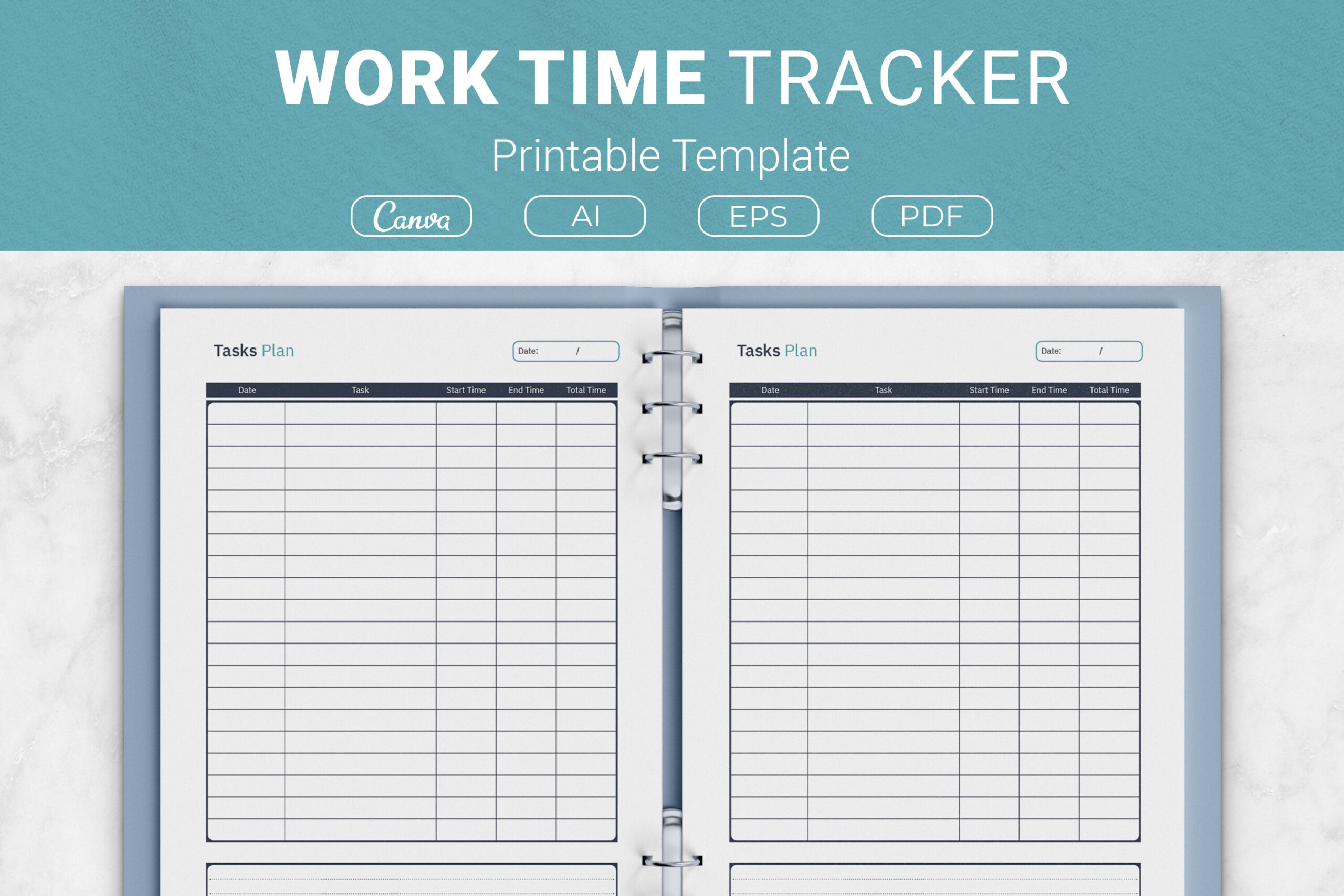 time tracker: Multi-Size Weekly Work Log with Canva and Vectors original product preview