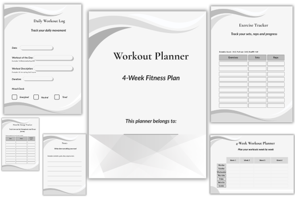 Digital and Printable Workout Planner