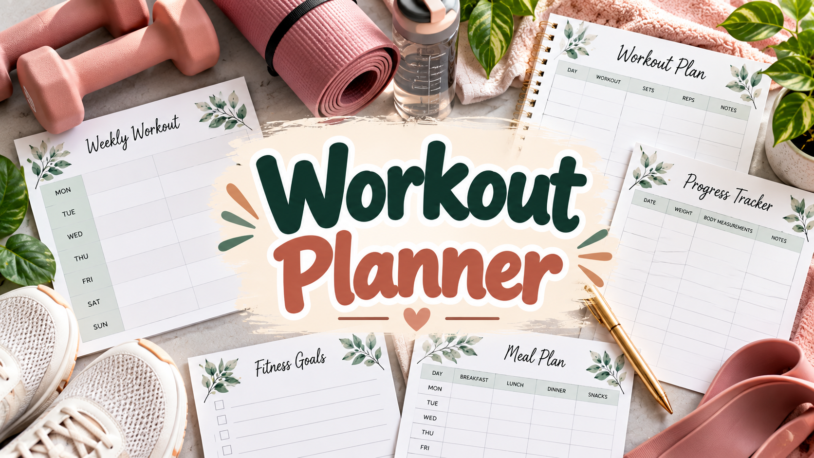 Workout Planner templates to track training and fitness goals