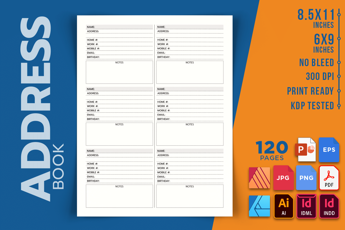 Address Book: Two Trim Sizes with Multiple Publishing File Formats original product preview