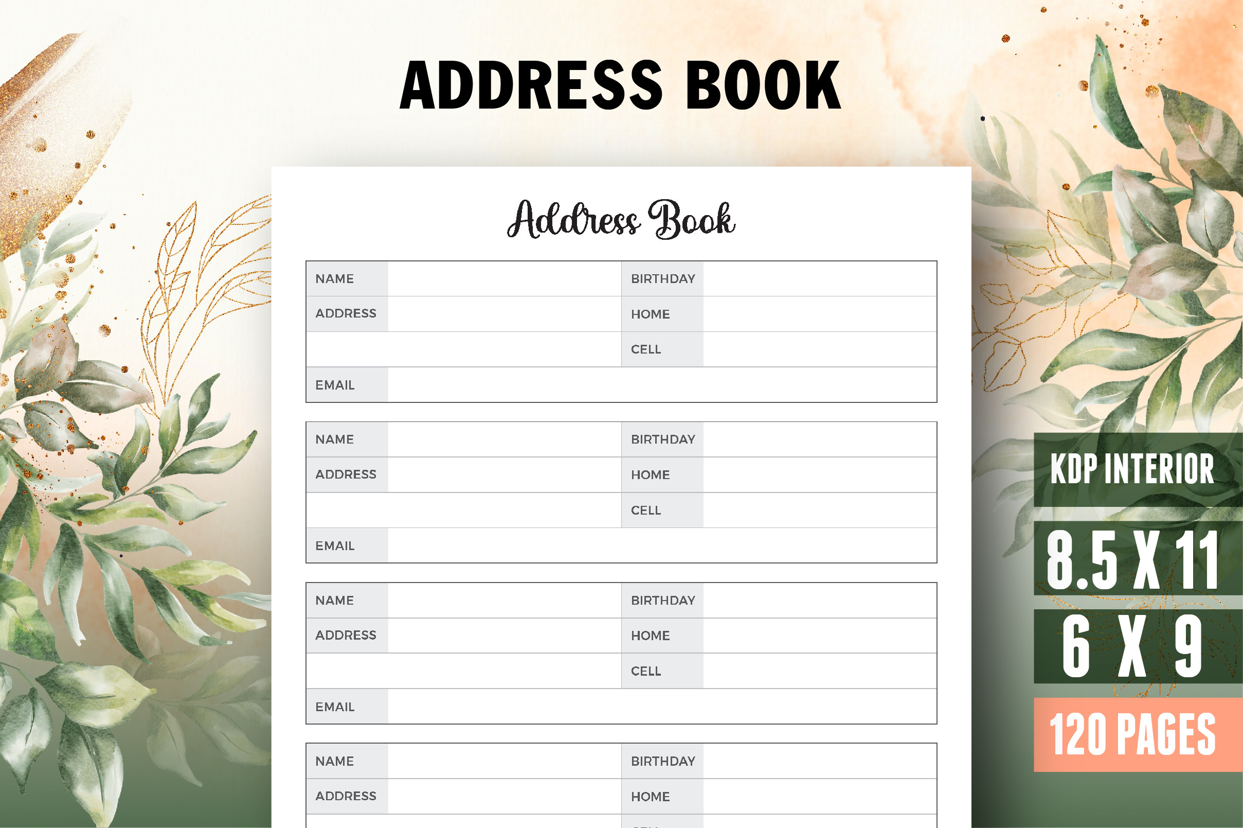 Address Book: A Contact Log Interior with Bleed in Two Sizes original product preview