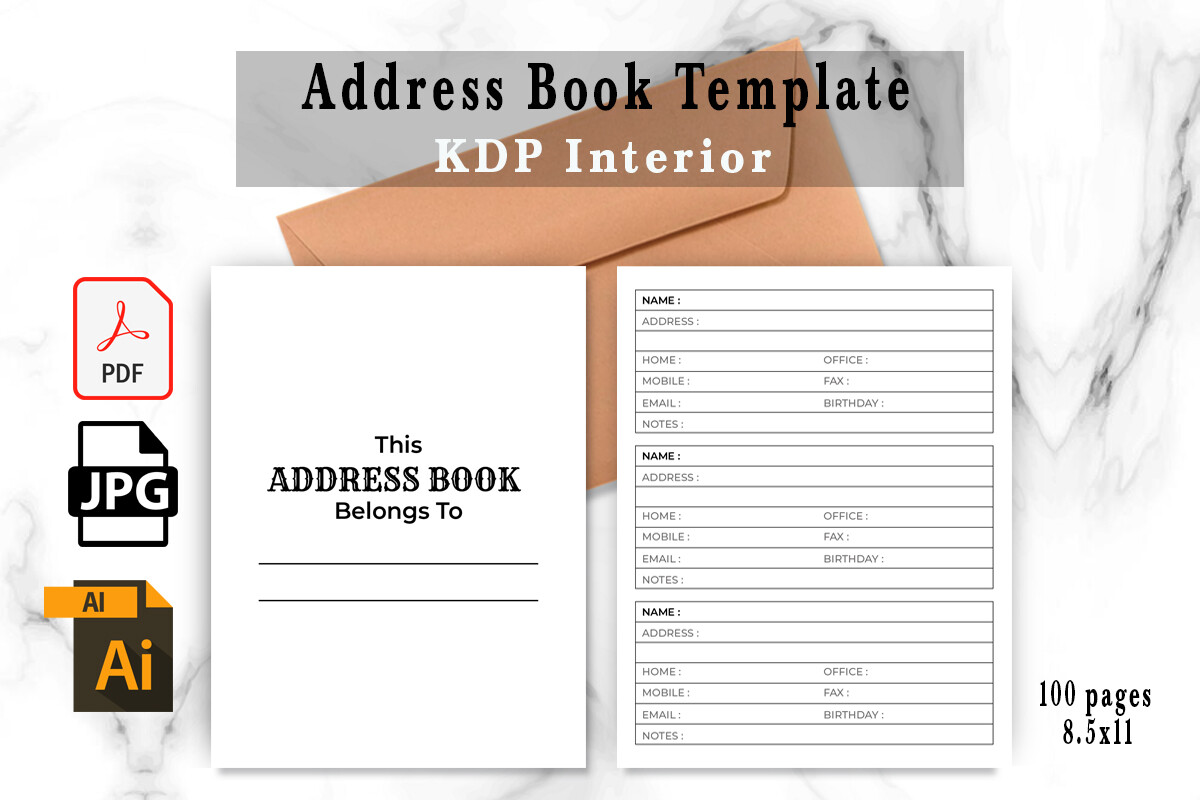 Address Book: A 100-Page Letter Template with Vector Assets original product preview