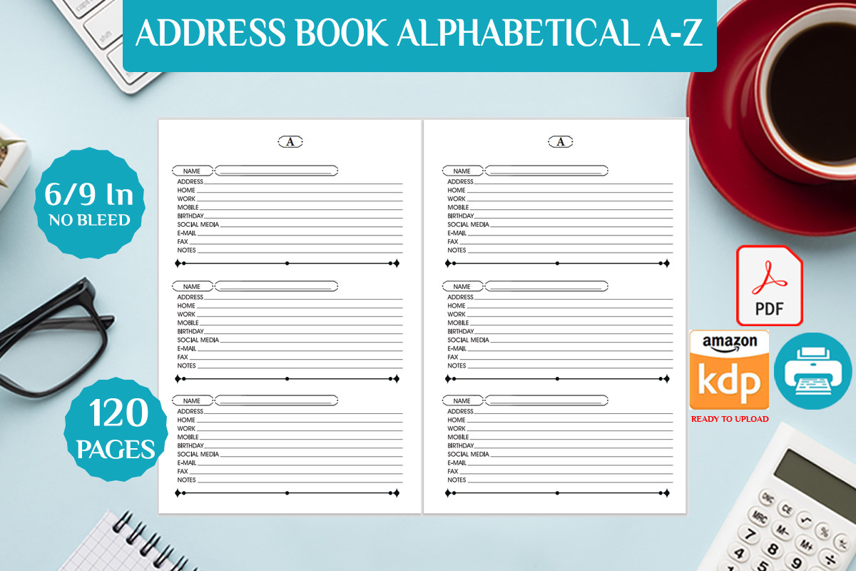 Address Book: A Simple 110-Page Alphabetical PDF in 6 × 9 Inches original product preview