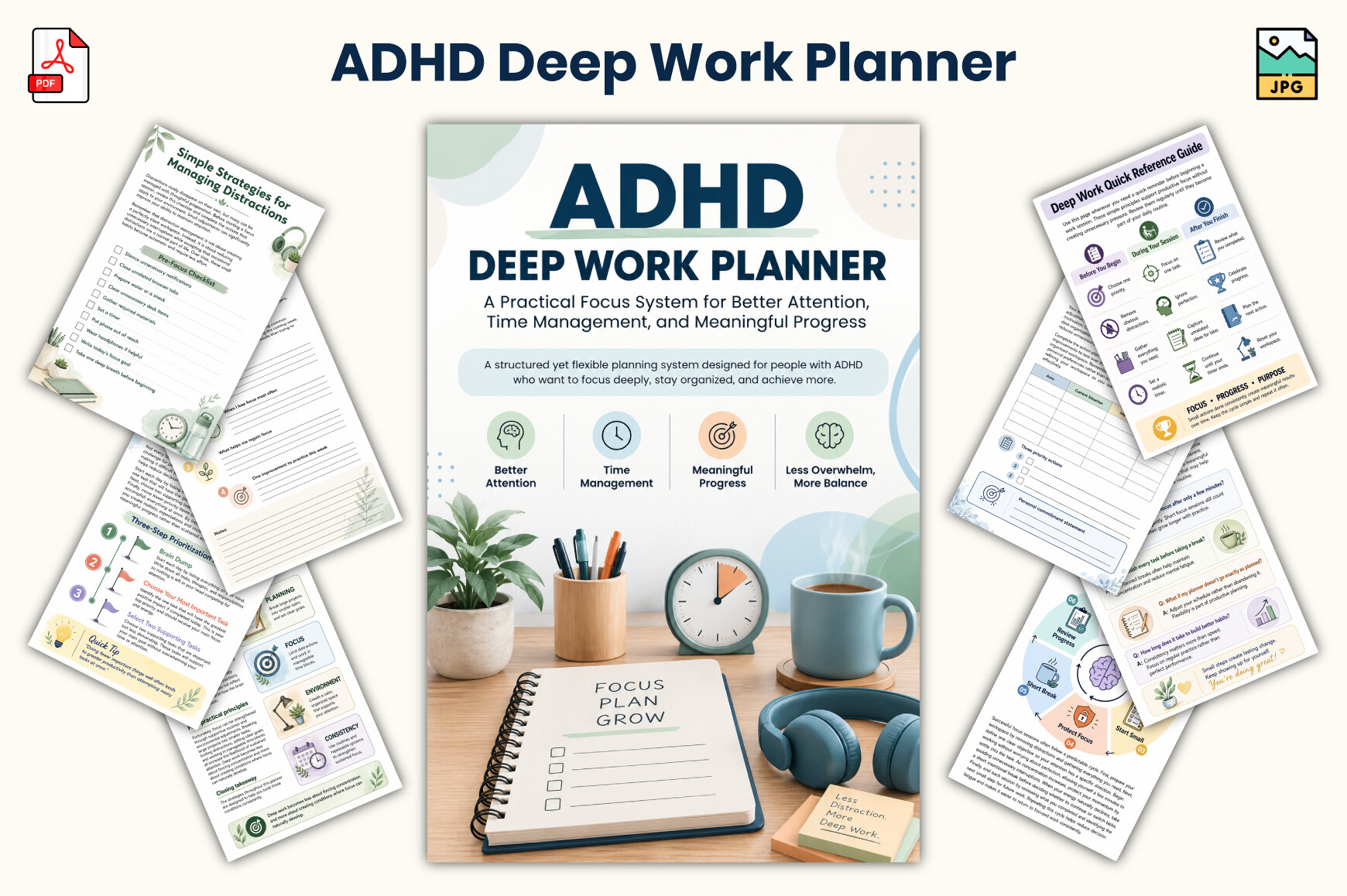 Work Planner — ADHD Deep Work Planner by KDP Lab