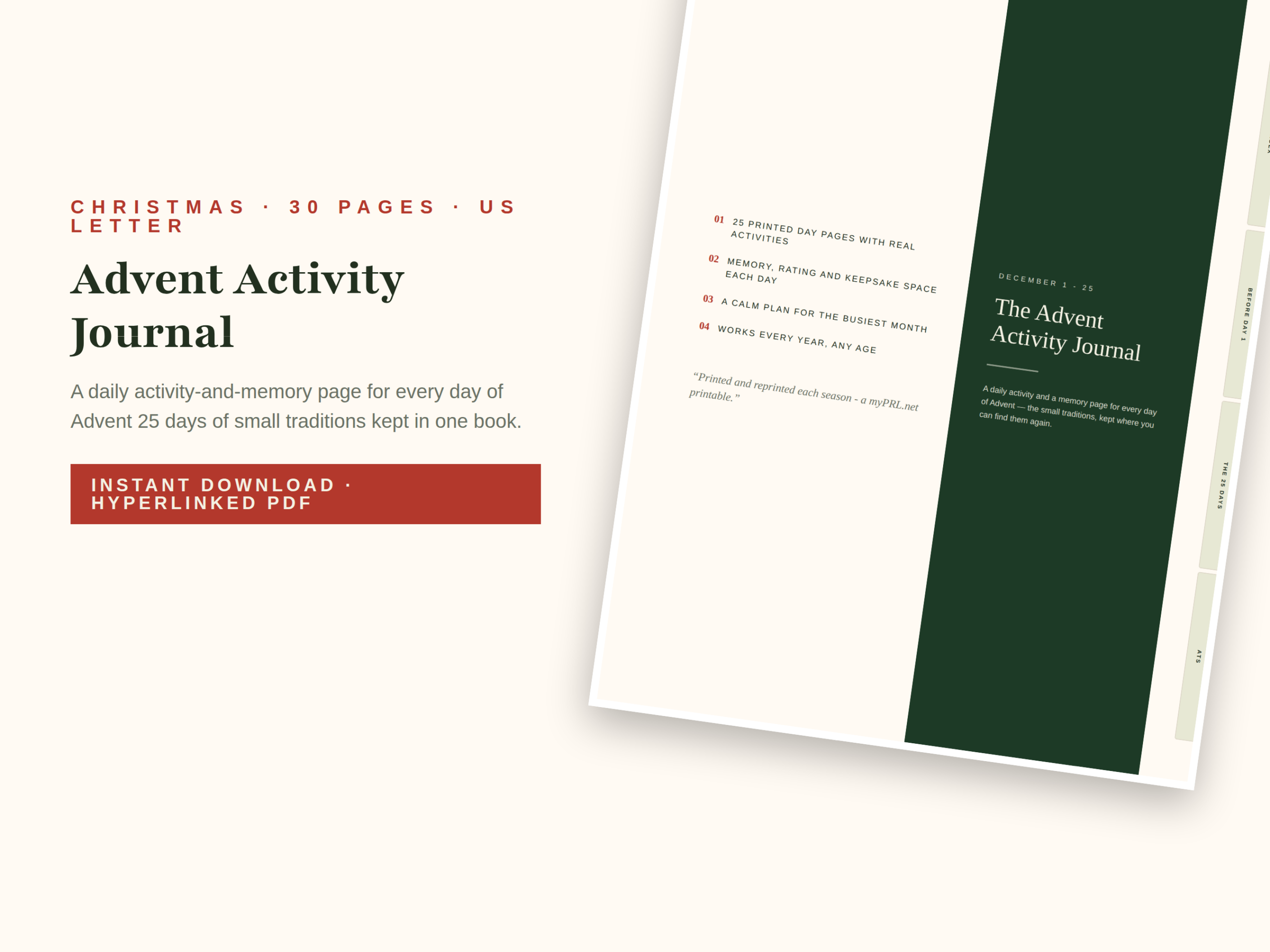 Advent Calendar Planner: A 30-Page Advent Journal with Daily Activity and Memory Pages original product preview