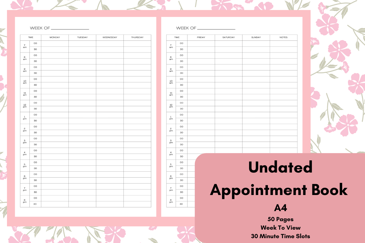 Appointment Planner: Undated A4 Appointment Book by Georgia White