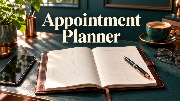 Appointment Planner cover with realistic journal and themed objects