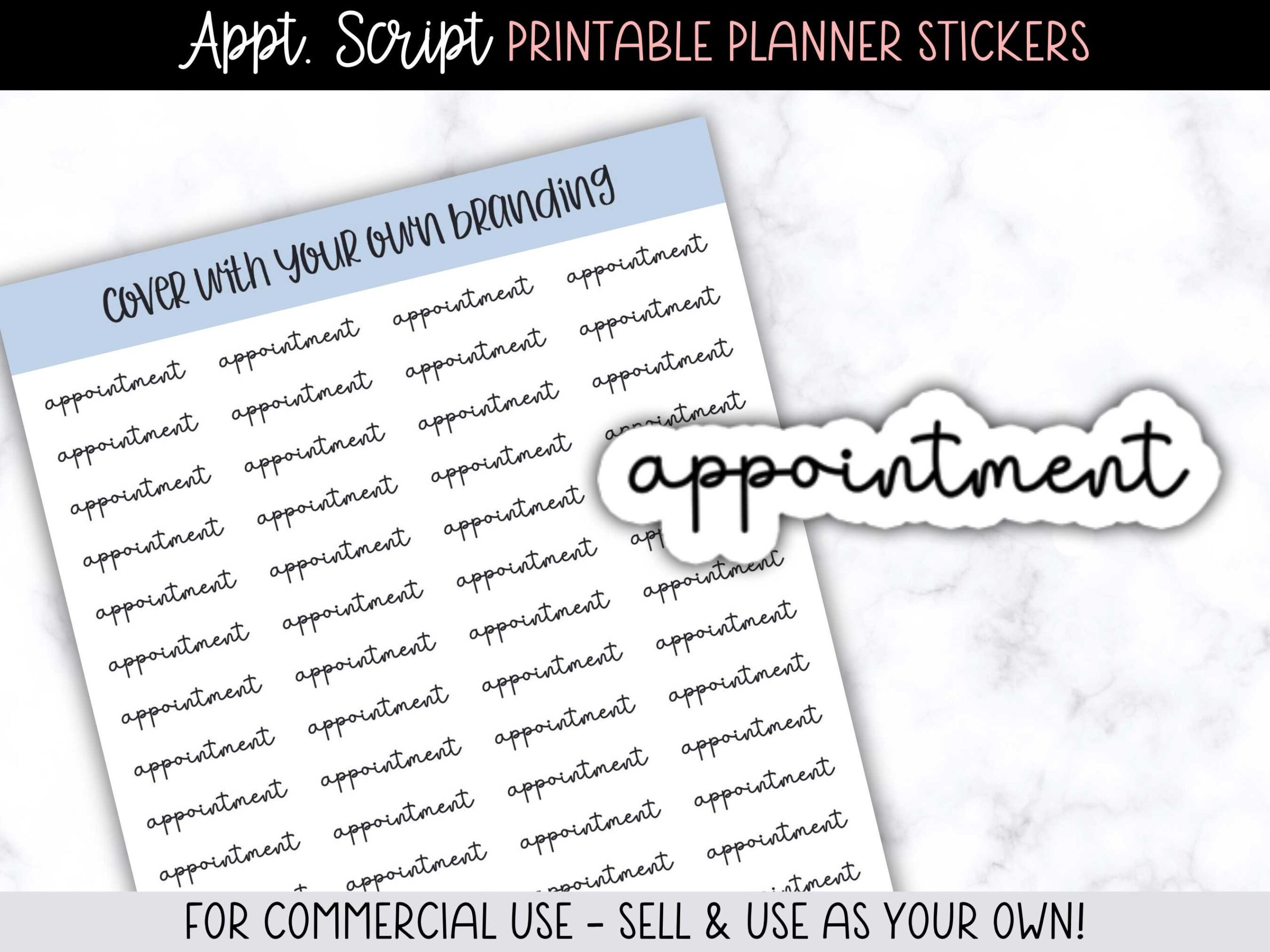 appointment planner stickers: Script Appointment Words for Existing Calendar Boxes original product preview