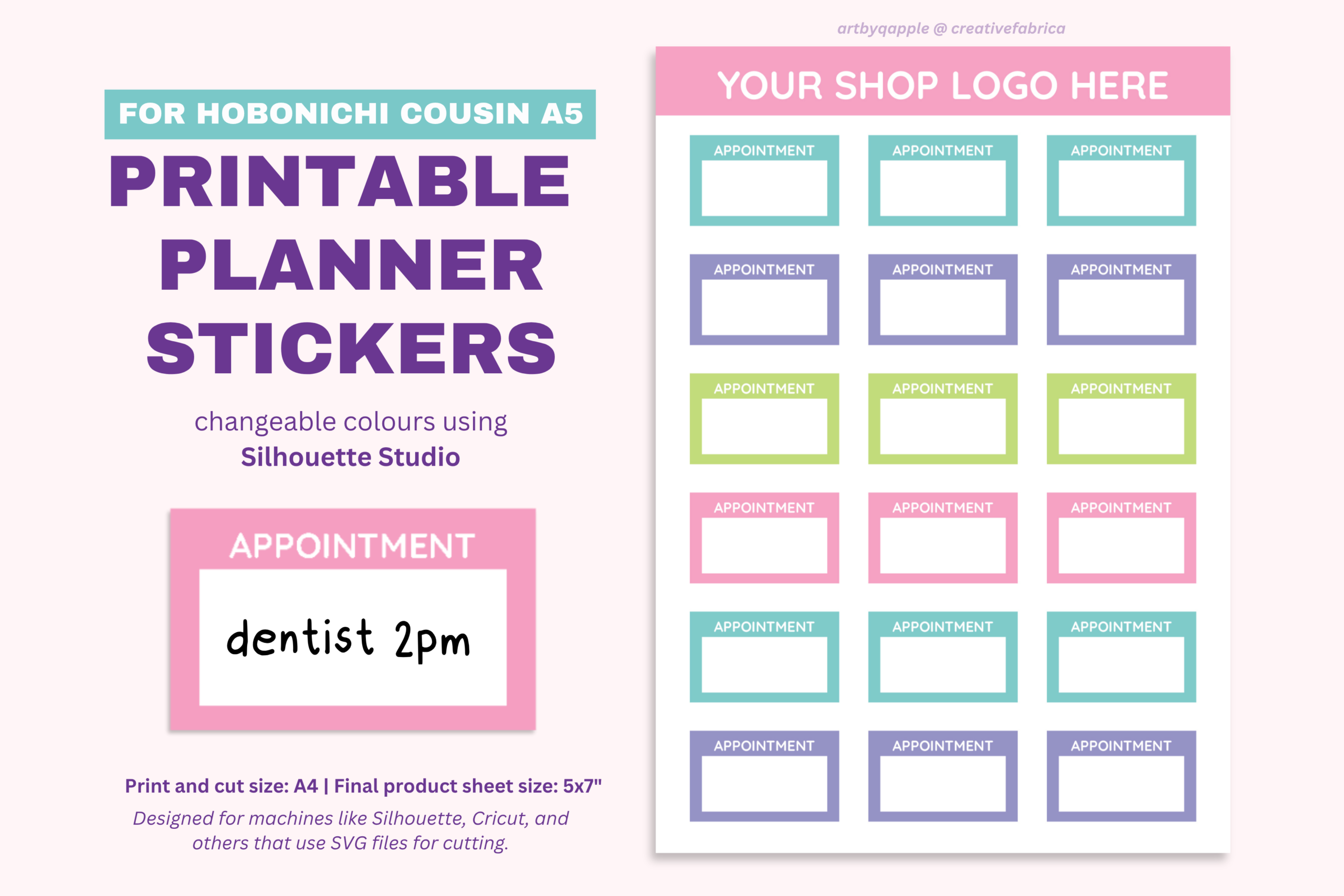 appointment planner stickers: Editable Appointment Boxes for Hobonichi Cousin A5 original product preview
