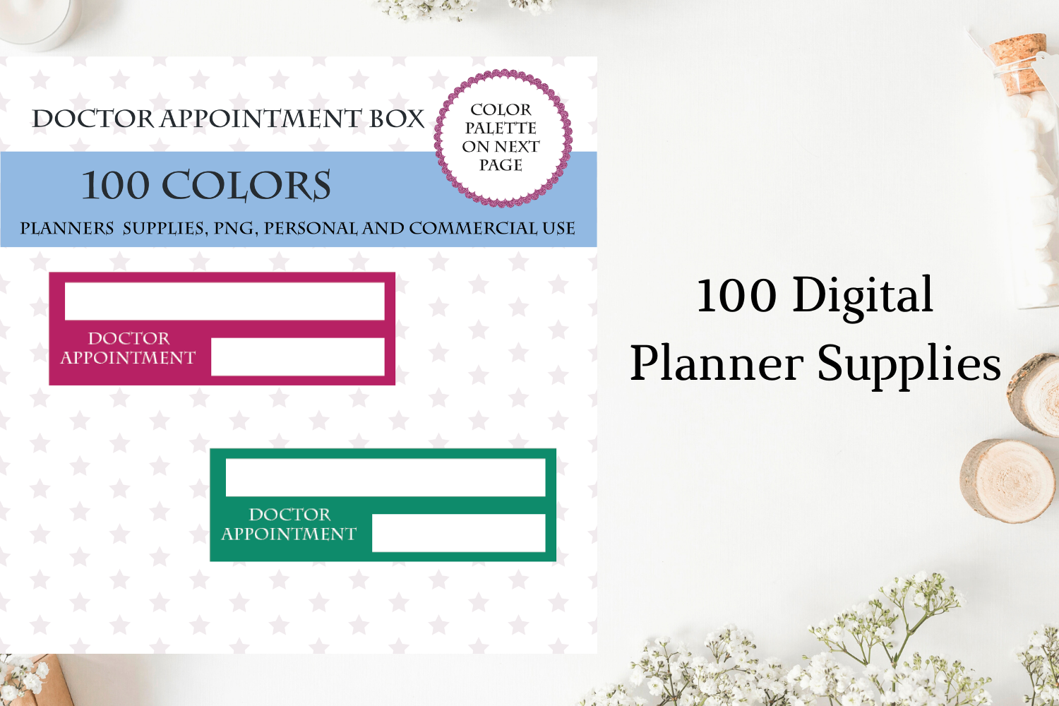 appointment planner stickers: Doctor Appointment PNG Labels in One Hundred Colors original product preview