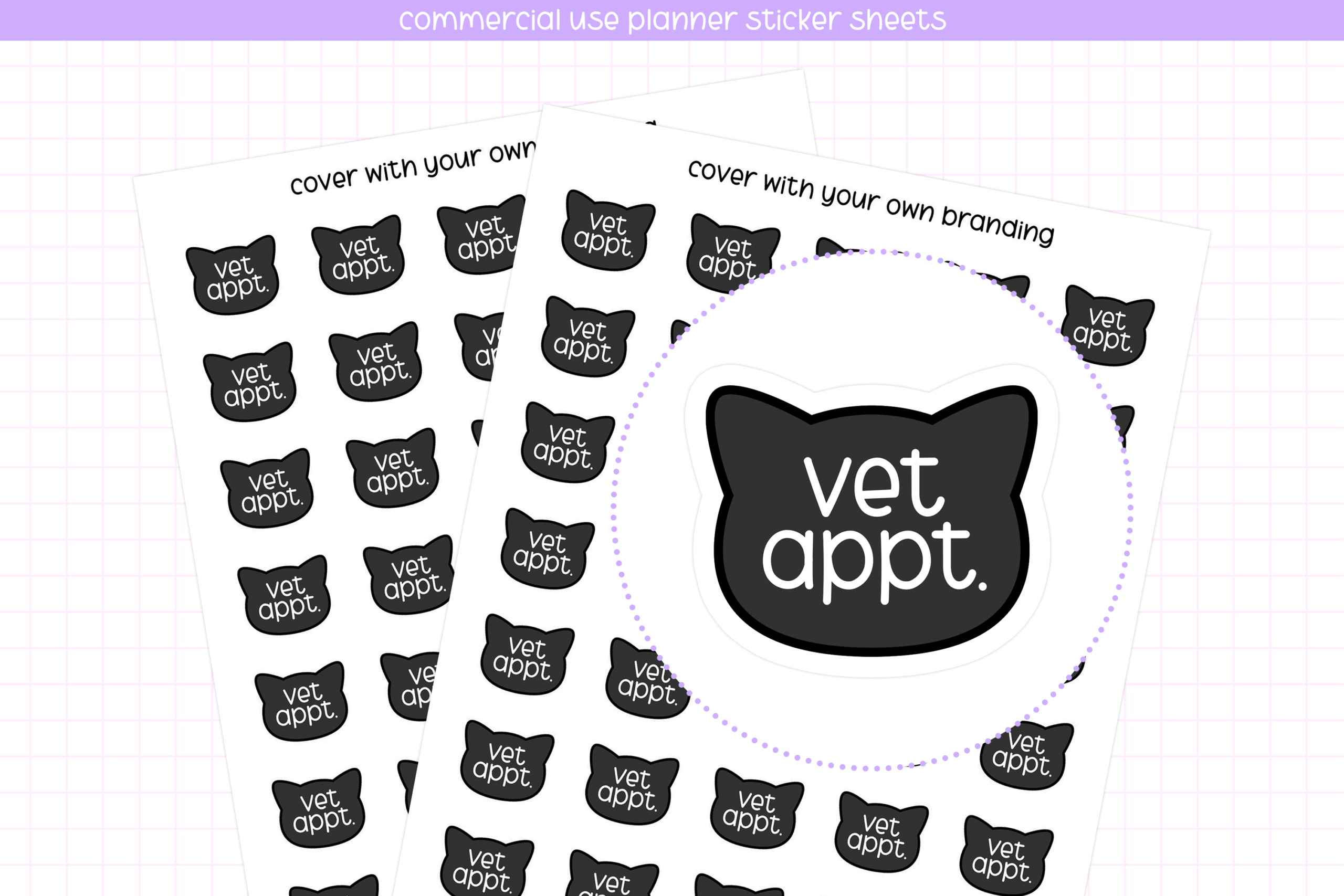 appointment planner stickers: Cat-Shaped Vet Reminders with an Individual PNG original product preview