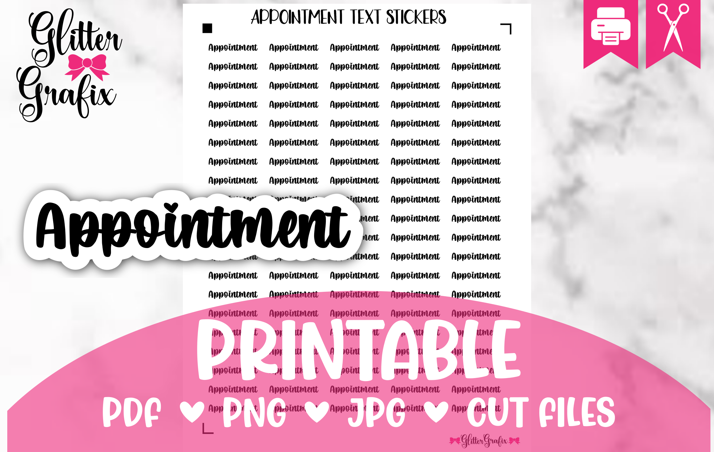 appointment planner stickers: One Hundred Slim Text Stickers with a Studio File original product preview