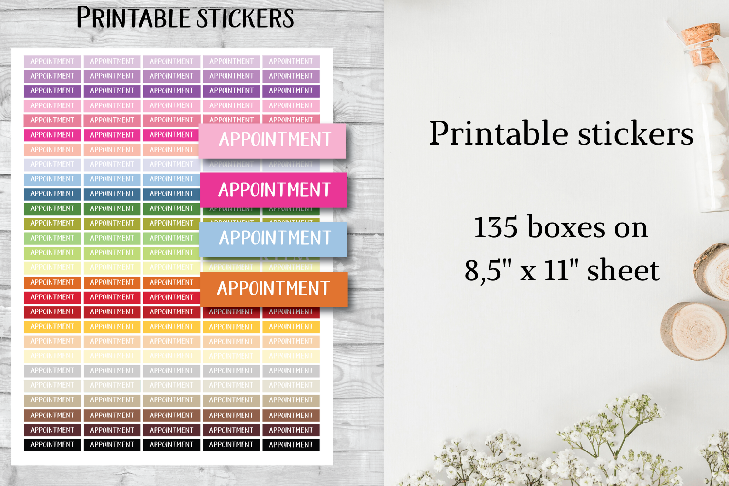appointment planner stickers: A Letter Sheet of One Hundred Thirty-Five Appointment Labels original product preview