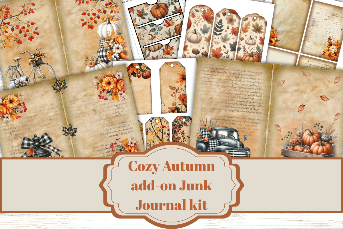 autumn journal: A Small Fall Kit with Three Backgrounds and Tuck Pockets original product preview