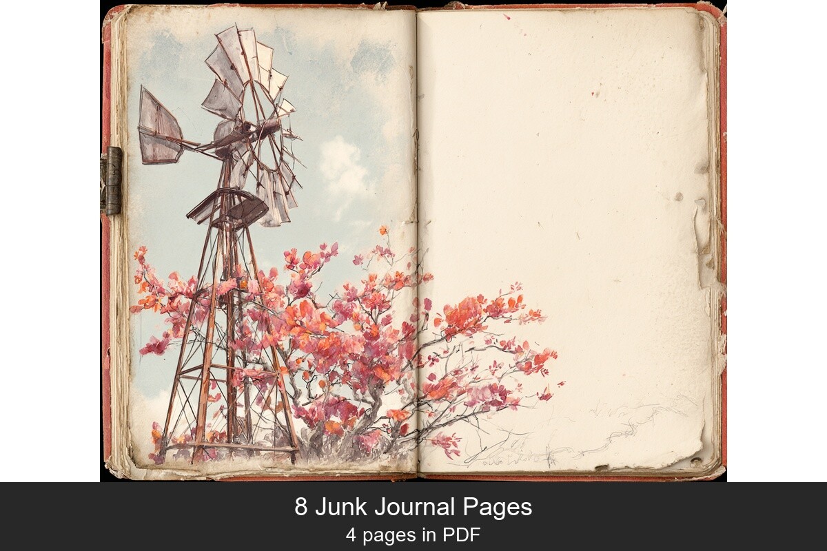 autumn journal: Vintage Windmill Spreads with Space for Your Own Notes original product preview