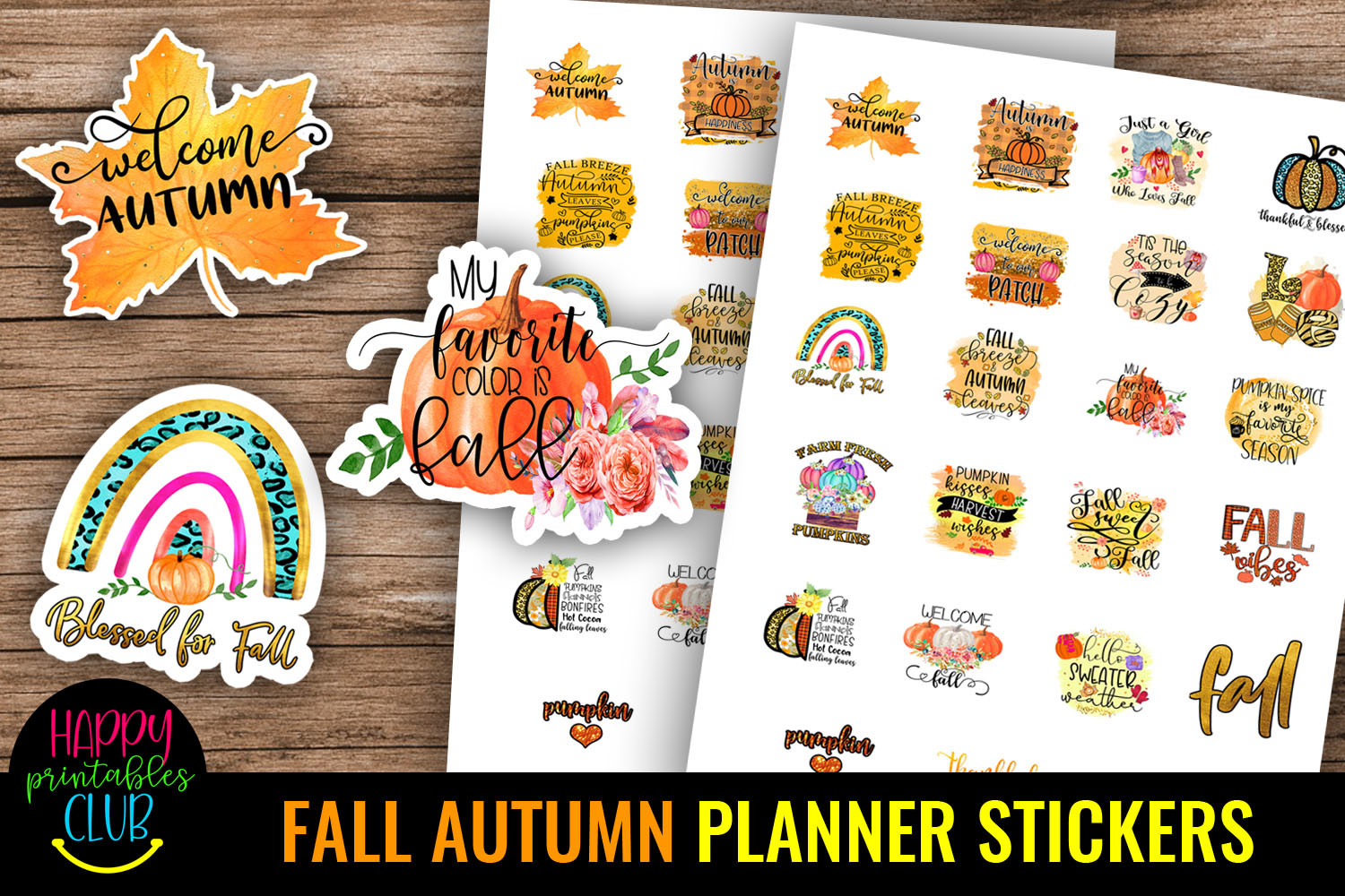 Autumn Planner Stickers: An A4 Fall Sheet in Three Print Formats original product preview
