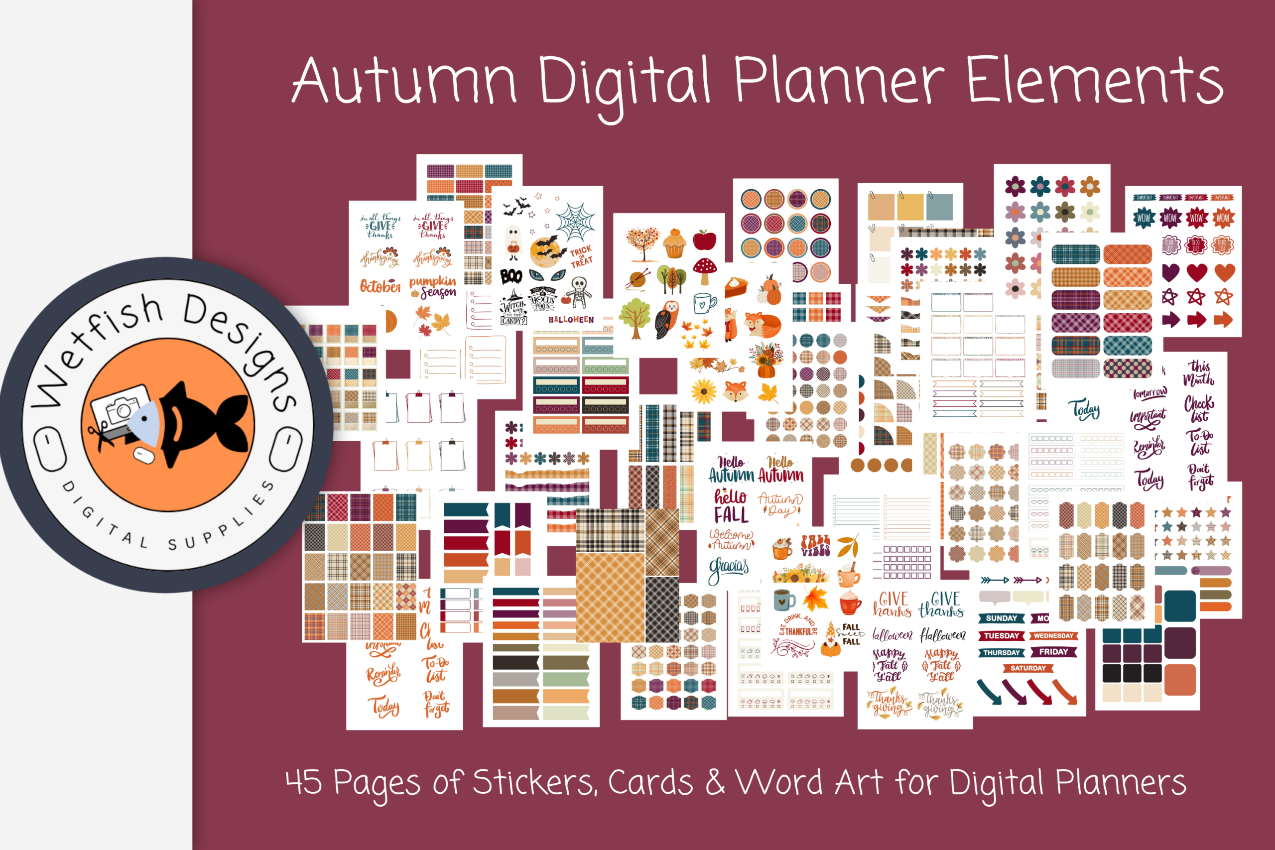 Autumn Planner Stickers: A Large Fall Collection with 45-Page Sheet Libraries original product preview