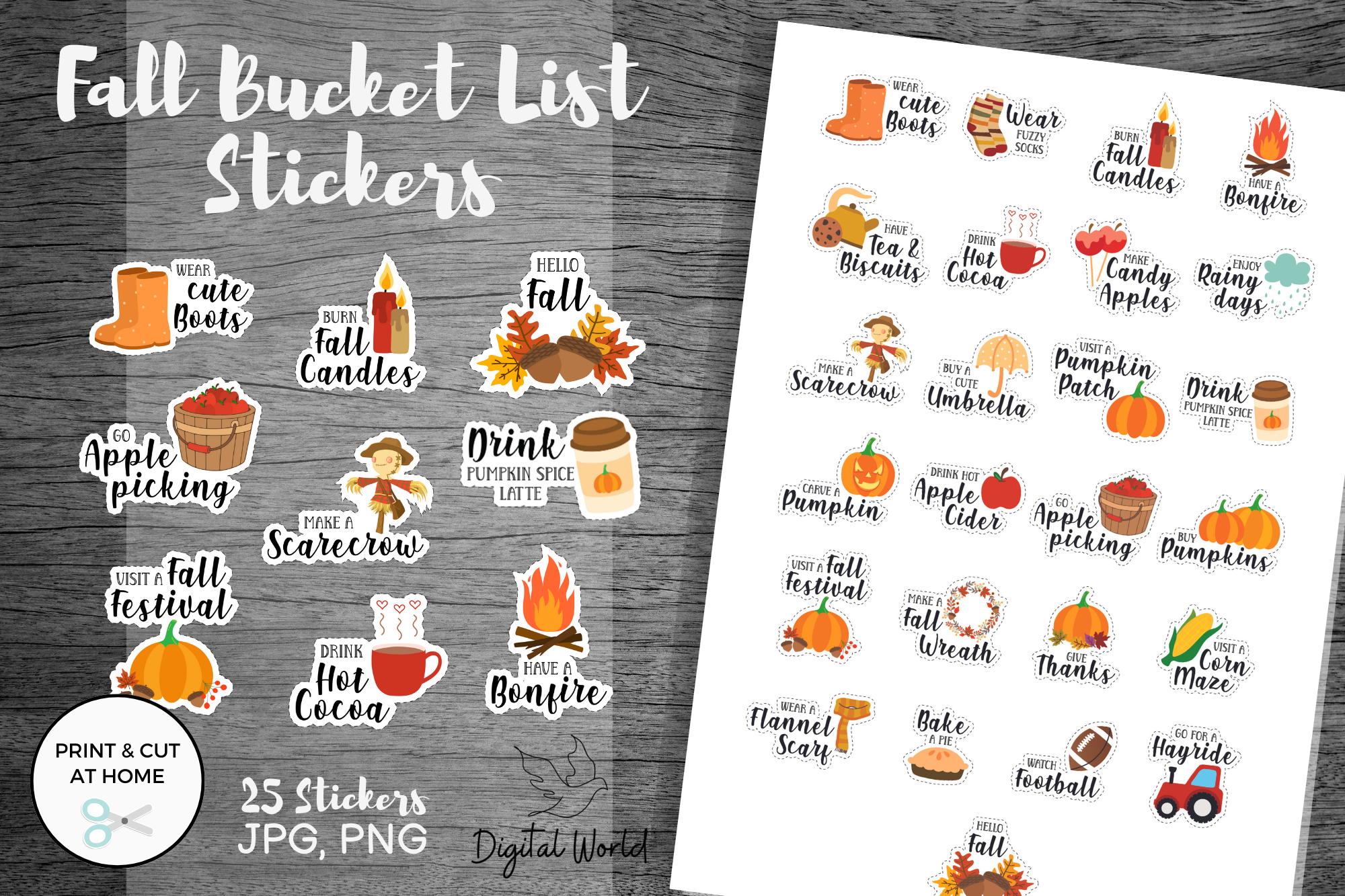 Autumn Planner Stickers: 25 Activity Icons for an Autumn Bucket List original product preview