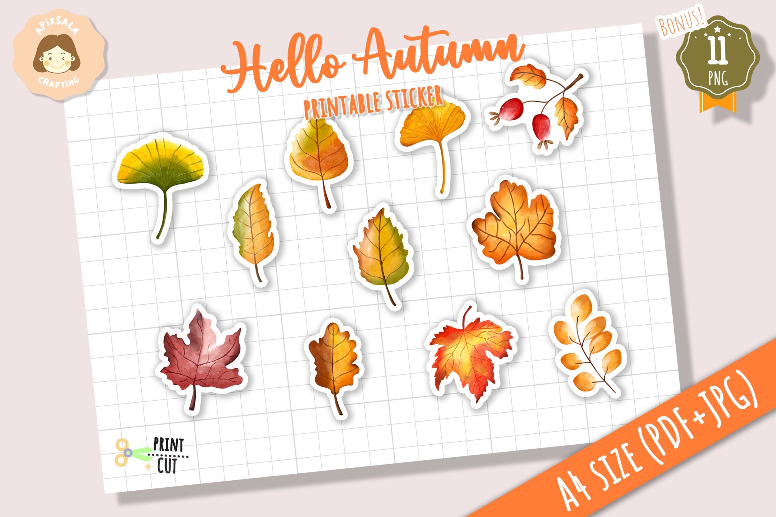 Autumn Planner Stickers: Autumn Leaf Sheets with Eleven Separate Digital Stickers original product preview