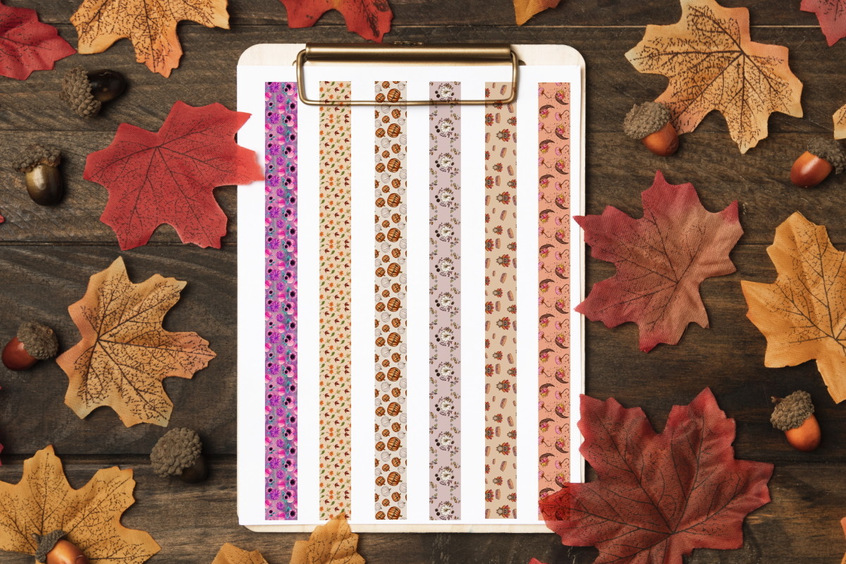 autumn washi tape: Autumn Tape Sheets in PDF, JPG and PNG original product preview