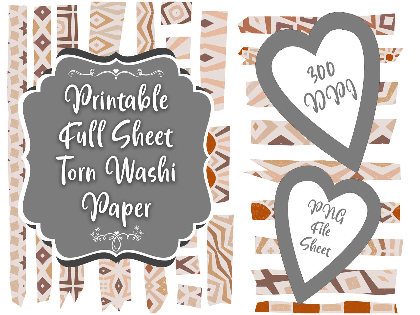 autumn washi tape: Torn Fall Paper Strips on Four Combined Sheets original product preview