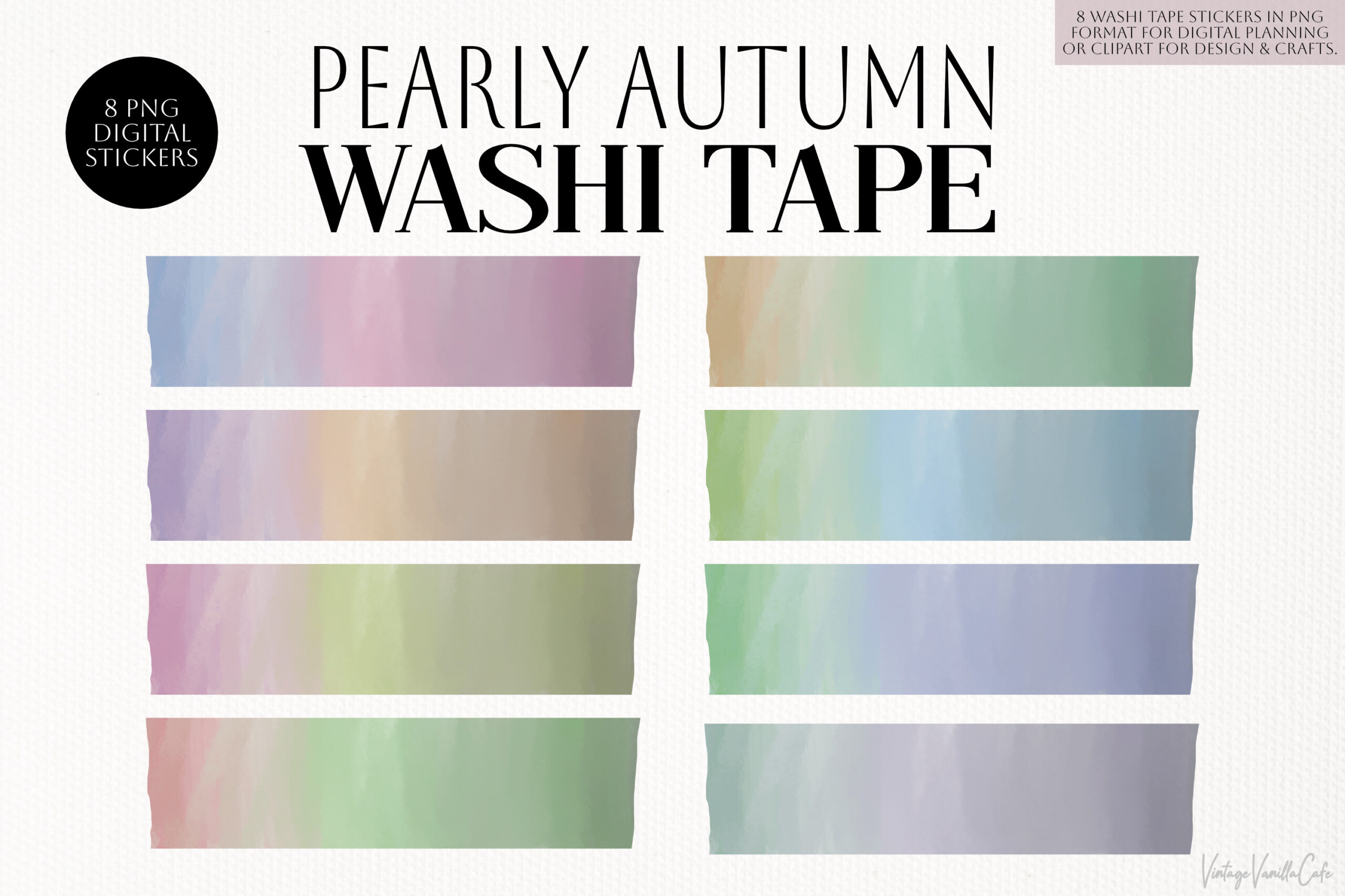 autumn washi tape: Eight Pearly Gradient Strips for a Soft Fall Palette original product preview