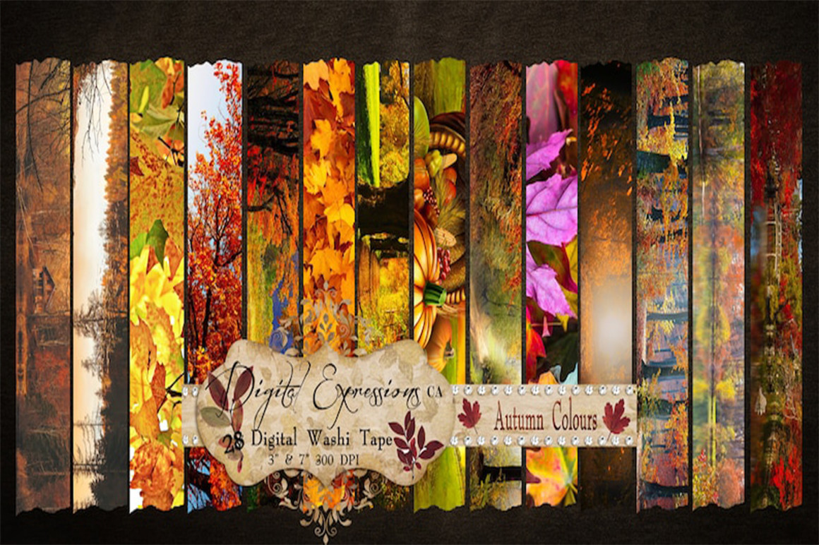 autumn washi tape: Twenty-Eight Autumn Scenery Strips in Separate Files original product preview