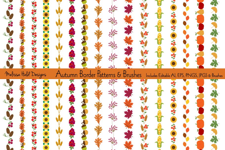 autumn washi tape: Sixteen Editable Autumn Borders for Making Your Own Tape original product preview