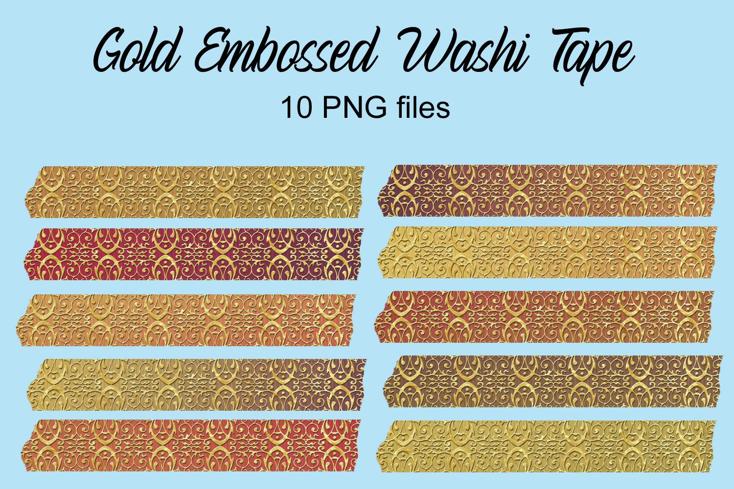 autumn washi tape: Ten Gold-Effect Strips in Autumn Colors original product preview