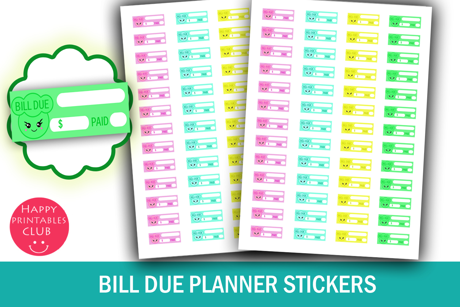 Bill Tracker Stickers: Bill Due Planner Stickers: Compact Reminder Boxes