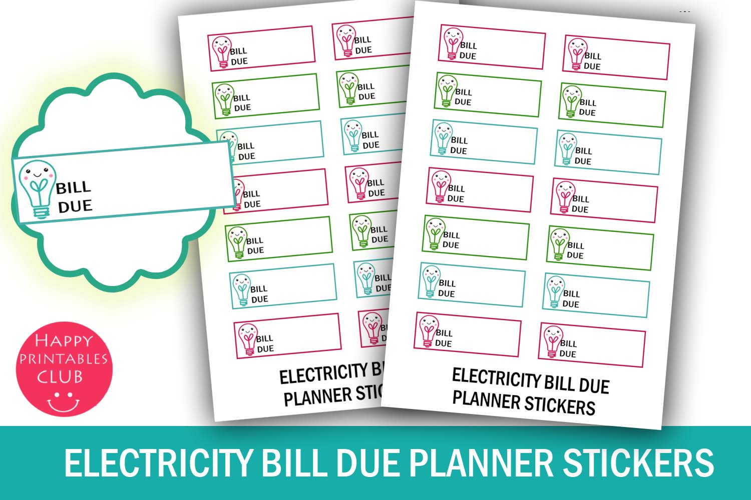 Bill Tracker Stickers: Electricity Bill Due Planner Stickers