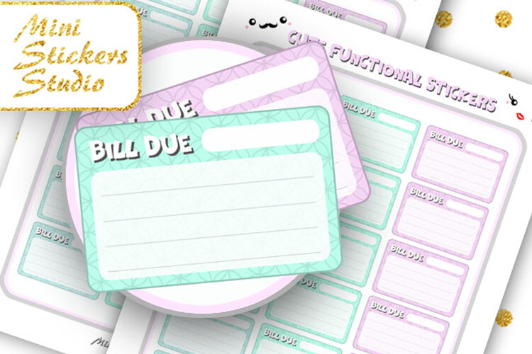 Bill Tracker Stickers: Kawaii Bill Due Card Reminder Stickers