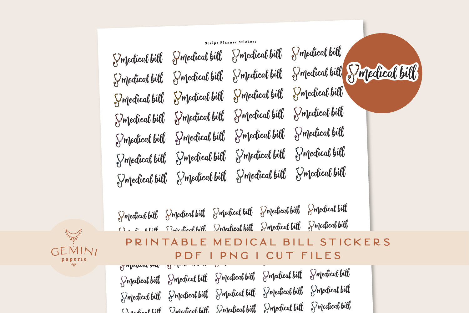 Bill Tracker Stickers: Medical Bill Printable Planner Stickers