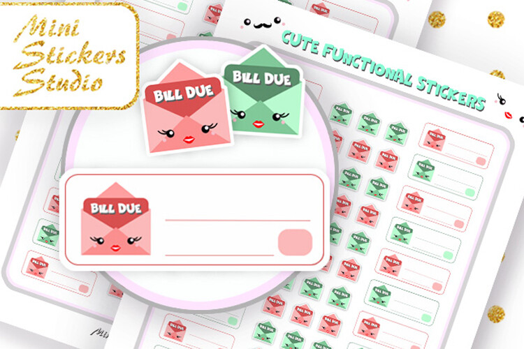 Bill Tracker Stickers: Kawaii Bill Due Reminder Stickers