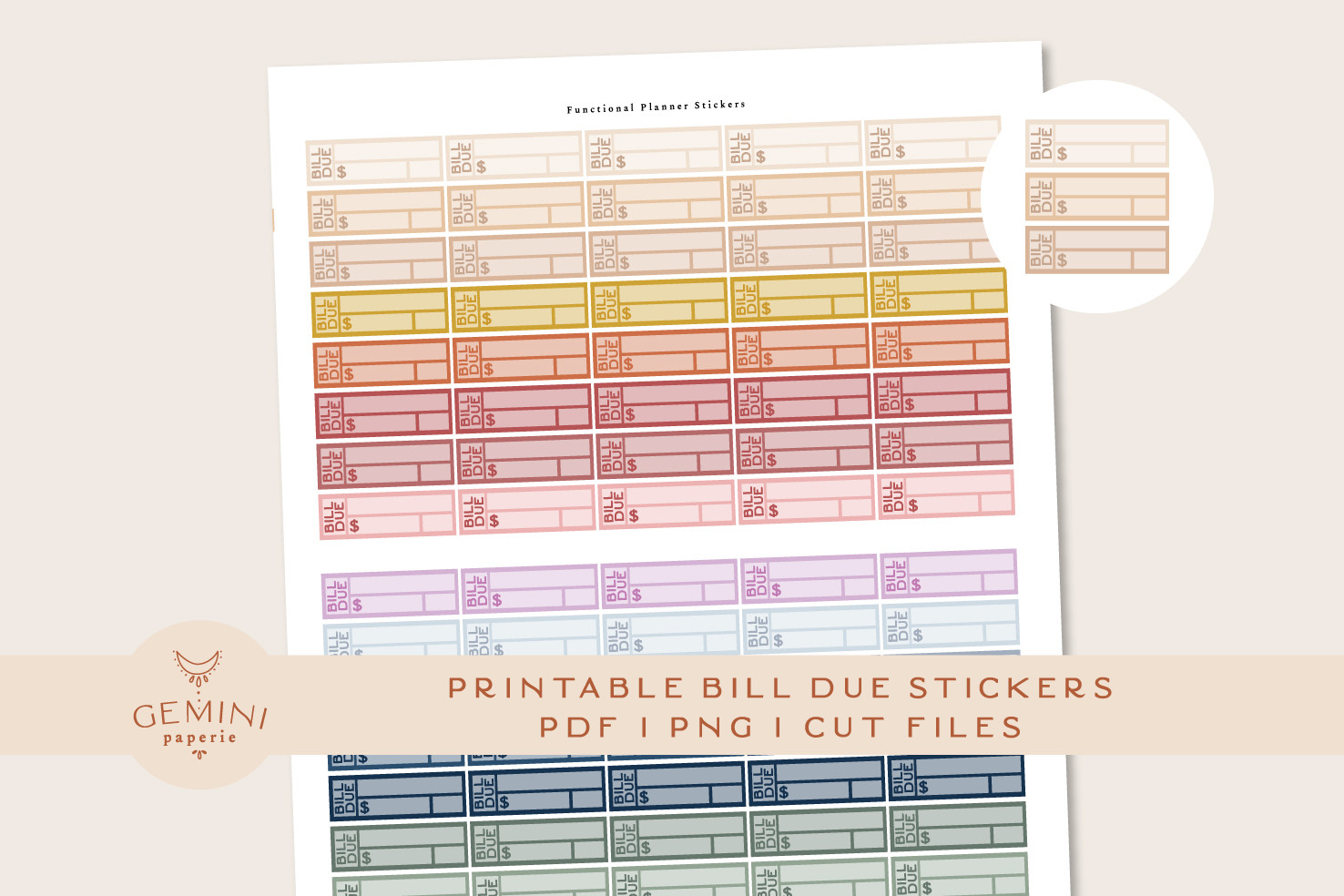 Bill Tracker Stickers: Bill Due Printable Planner Stickers